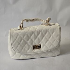 White Quilted Top-Handle Women's Bag